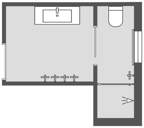 Modern 3/4 L-Shaped Bathroom Design