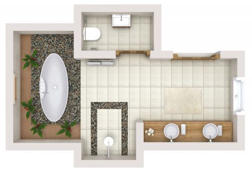 Zen Style Master Bathroom Layout