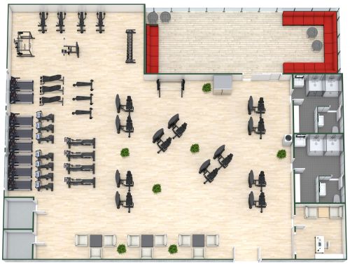 Fitness Center With Outdoor Lounge Area