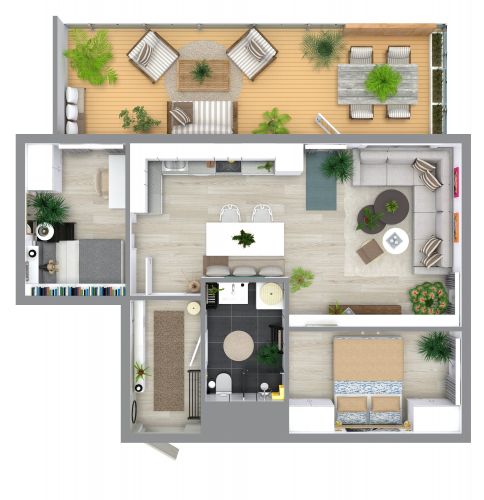 2 Bedroom Floor Plan With Large Balcony