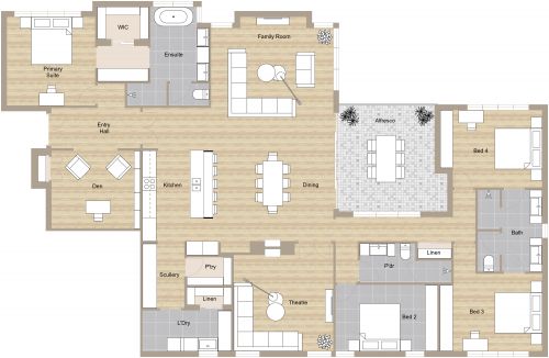 5 Bedroom Apartment Layout