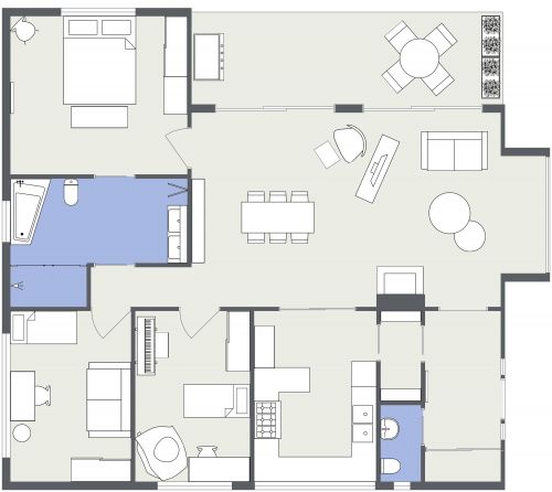 Quirky and Colorful 3 Bedroom Floor Plan 