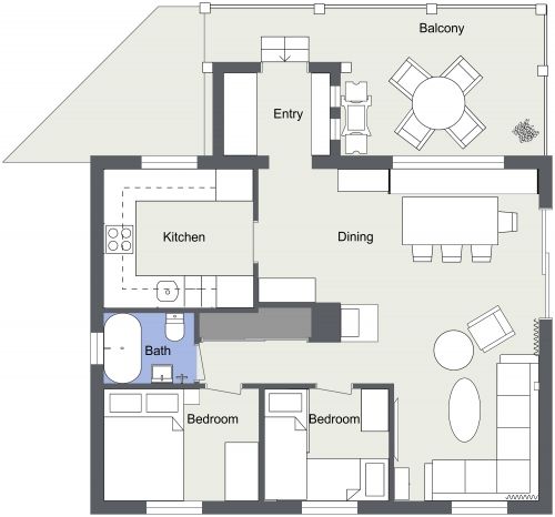 2 Bedroom Cabin Floor Plan