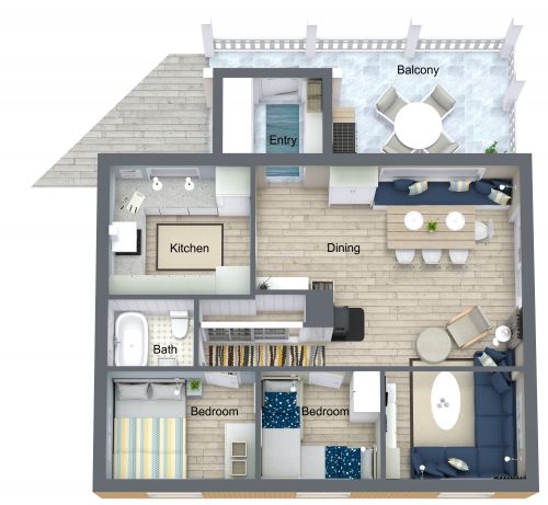 2 Bedroom Cabin Floor Plan