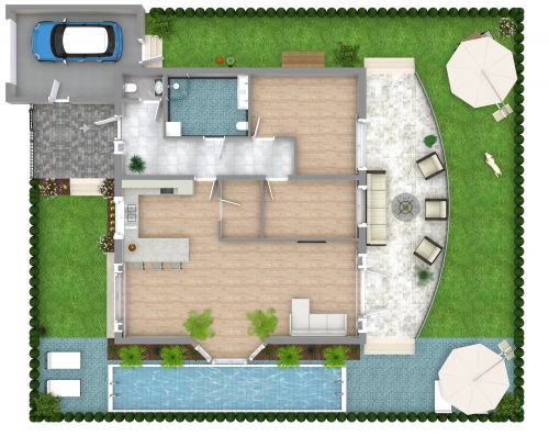 Site Plan With Landscape and Swimming Pool