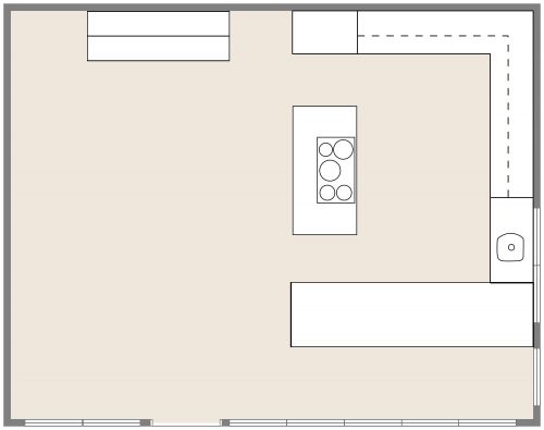 U-Shaped Kitchen Floor Plan With Island