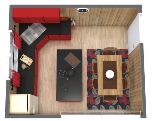 Red and Black Kitchen Design