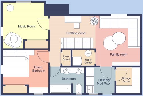 Basement Floor Plan Idea With Music Room