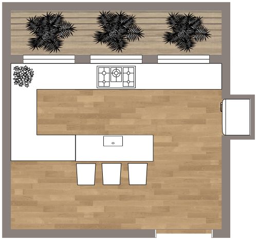 Peninsula Kitchen Layout Tropical Style