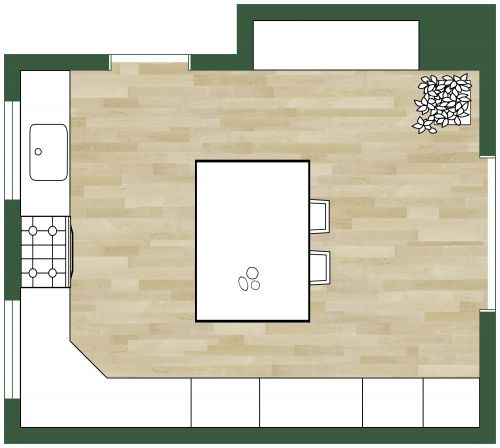 Elegant Chic Kitchen Floor Plan With Island