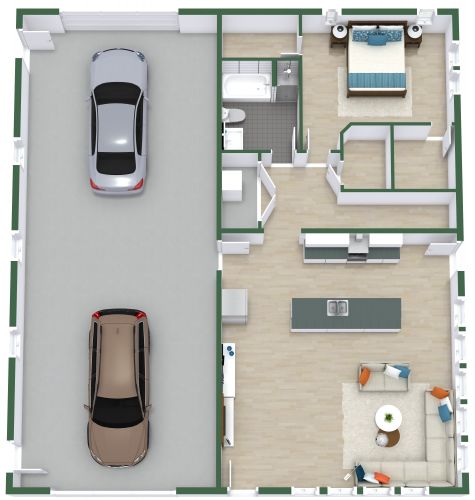 Large Garage Apartment Plan With Two Doors