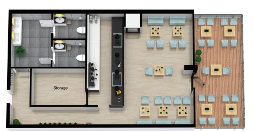 Gorgeous Restaurant Plan With Balcony Seating