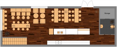 Bright Coffee Shop Style With Space Efficient Seating