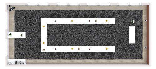 U-Shaped Conference Room Floor Plan With Two Presenters