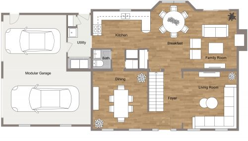 Inviting House Plan Layout With Bay Window