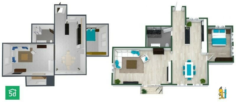 3D floor plan comparison