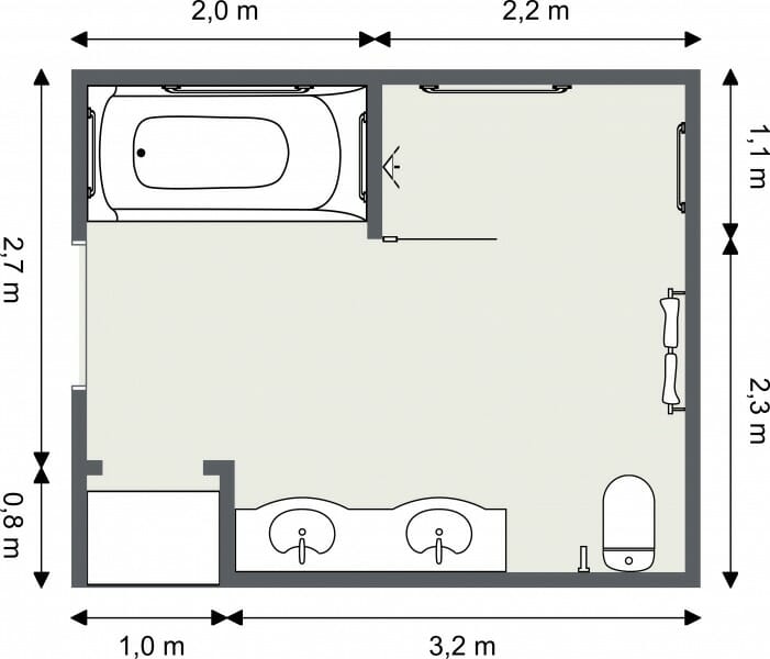 Accessible Master Bath Brown 2D Floor Plan