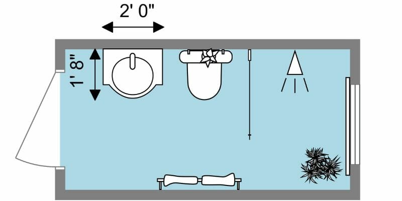 Minimum bathroom vanity dimensions 2D floor plan