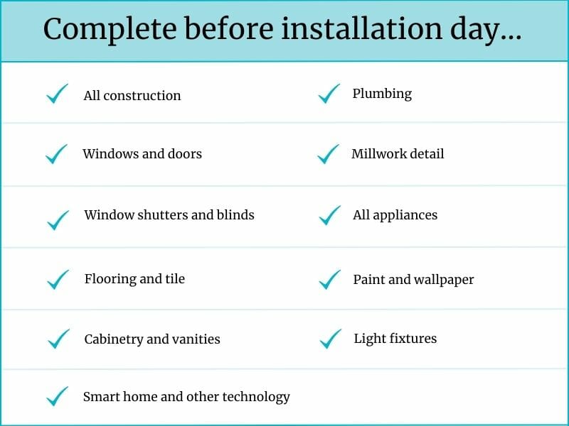 Install day checklist