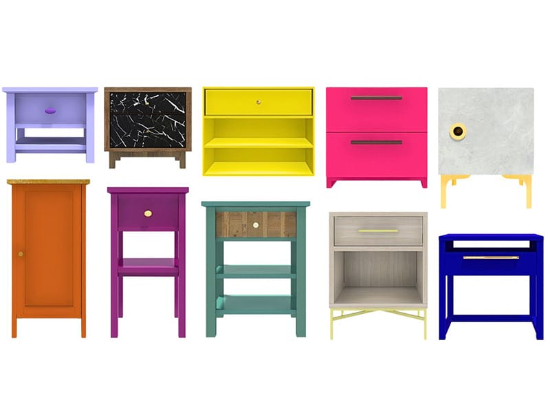 Colorful nightstands collage