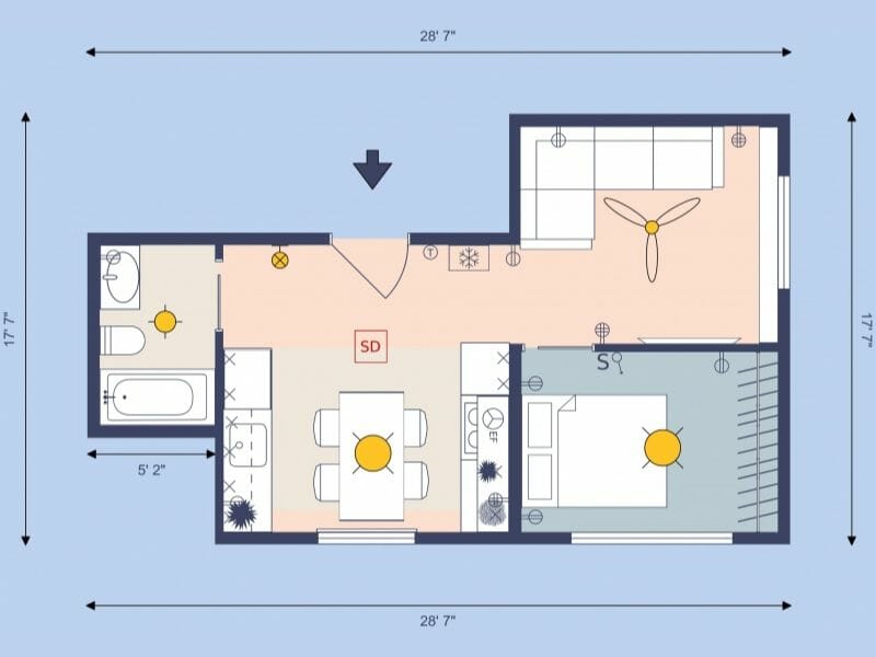 Electrical plan with dimensions