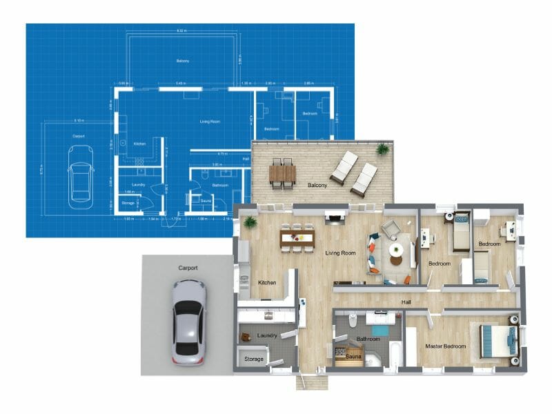 Floor plan versus blueprint