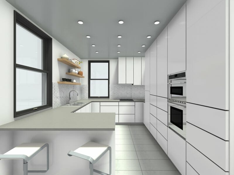 G-shaped kitchen peninsula layout