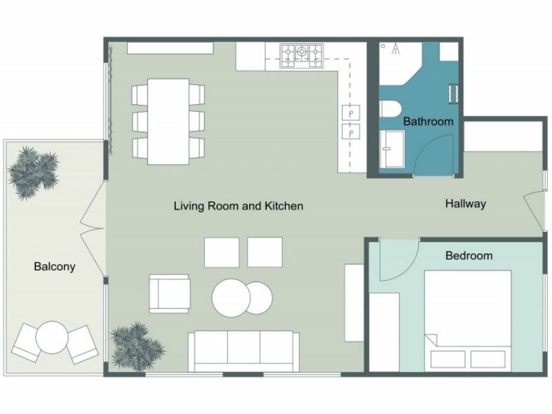 Green Combination Color 2D Floor Plan