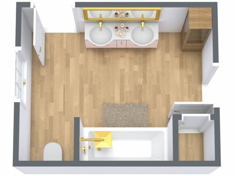 Jack and Jill bathroom layout 3D