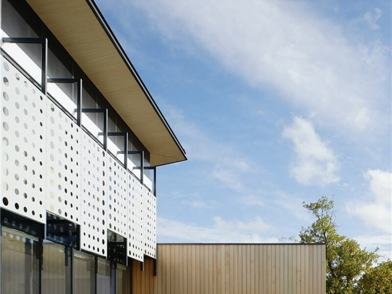 Modern house with overhanging eaves