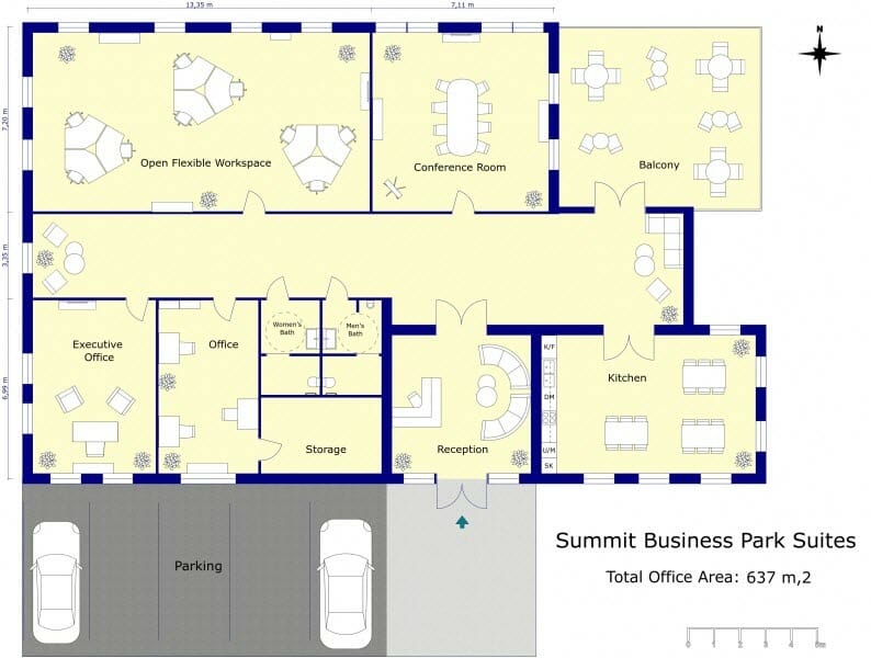 2d floor plan Office Guideline Colored Helenora