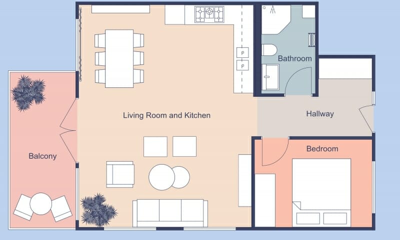 Colorful 2D floor plan