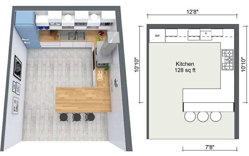 RoomSketcher 2D and 3D Floor Plans Kitchen Flooring Design Idea