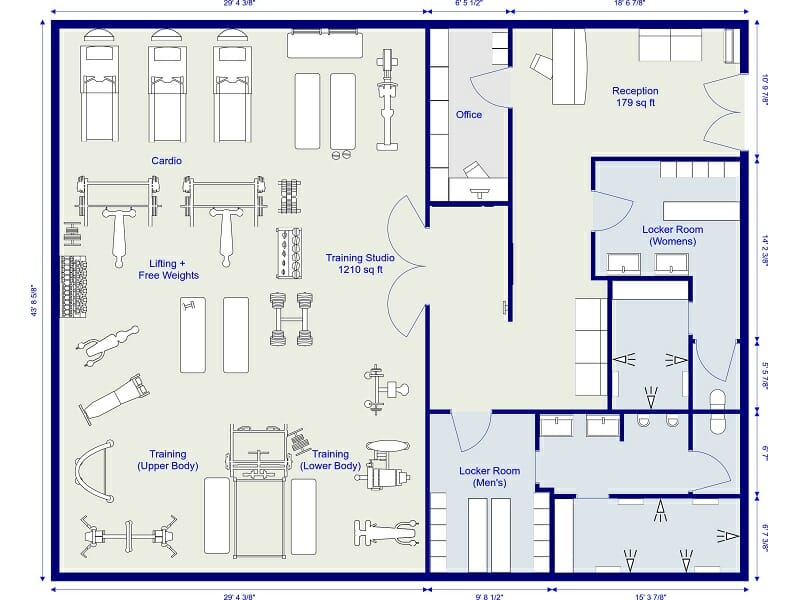 RoomSketcher Gym Design Training Studio Floor Plan