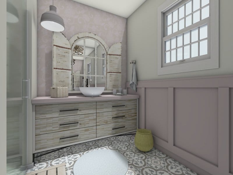 Shabby-chic bathroom style materials