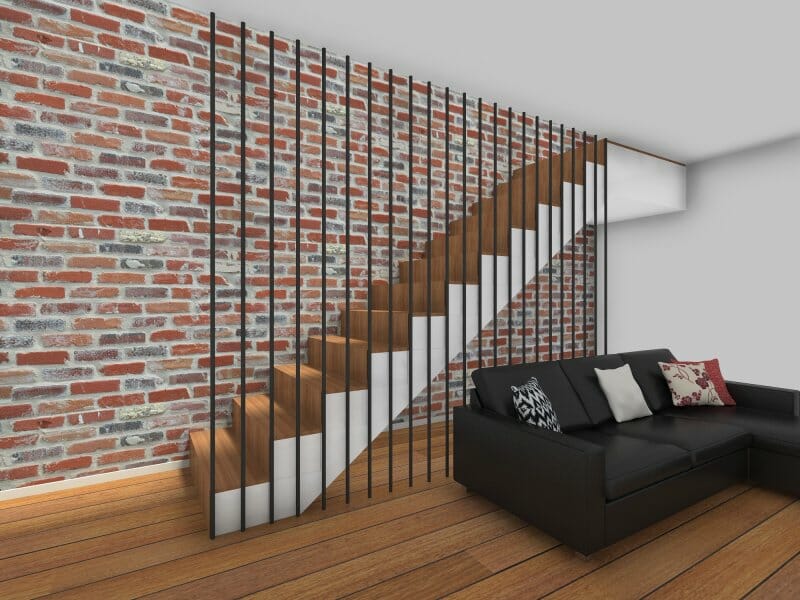 industrial brick wall stairs